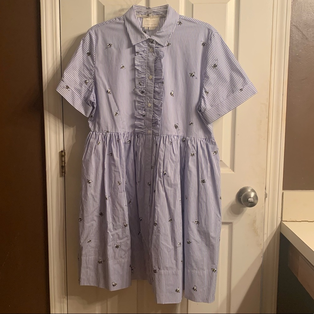 Kate Spade blue&White Stripe Bee Dress M Worn Once
